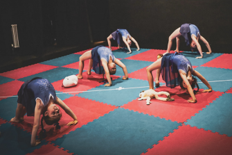 Girls in a gymnastics bridge in our show